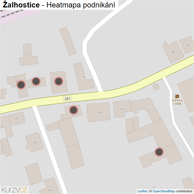 Mapa Žalhostice - Firmy v obci.