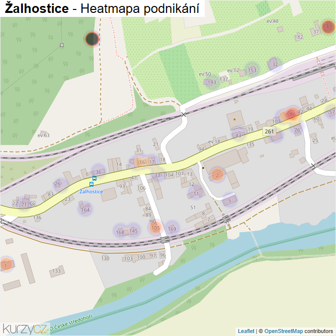 Mapa Žalhostice - Firmy v části obce.