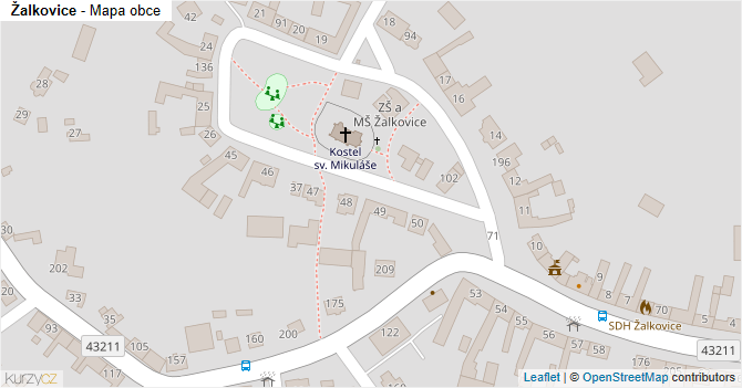 Žalkovice - mapa obce