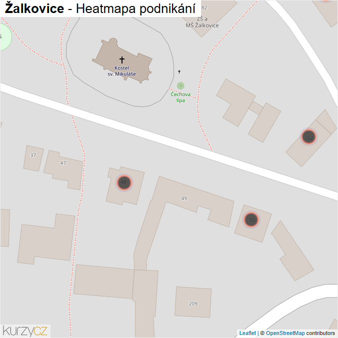 Mapa Žalkovice - Firmy v obci.