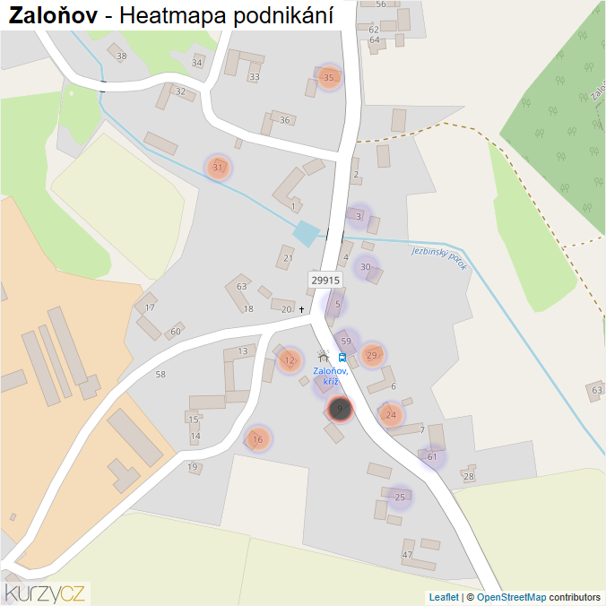 Mapa Zaloňov - Firmy v části obce.