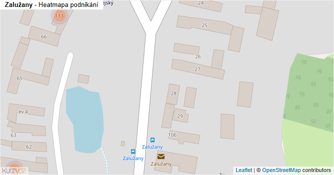 Zalužany - mapa podnikání