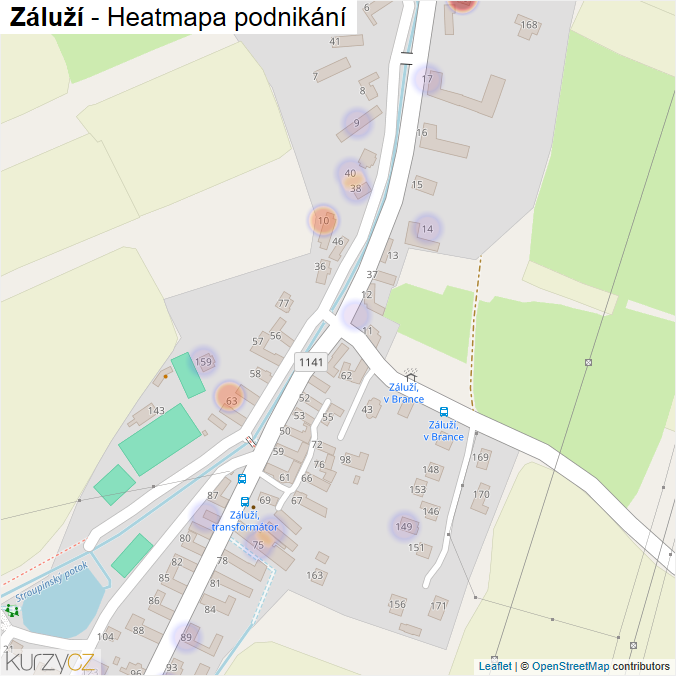 Mapa Záluží - Firmy v části obce.