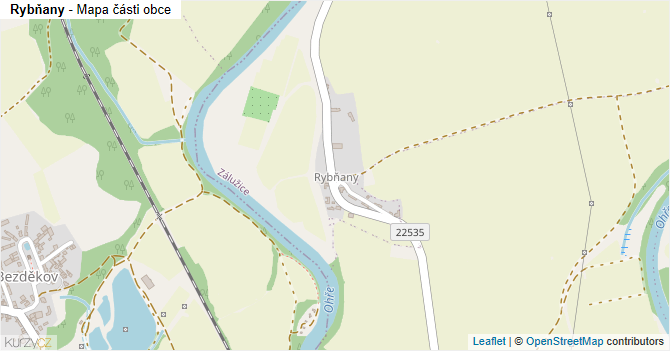 Rybňany - mapa části obce