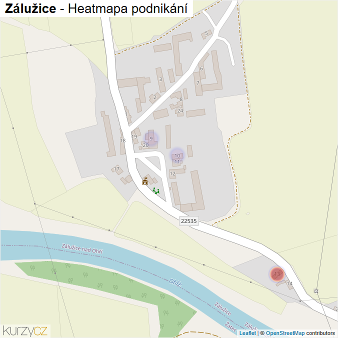 Mapa Zálužice - Firmy v části obce.