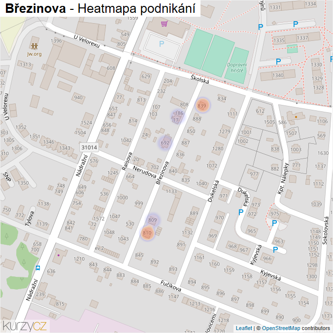 Mapa Březinova - Firmy v ulici.