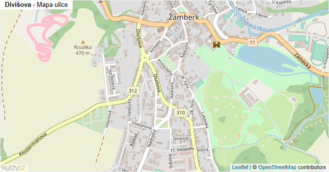 Divišova - mapa ulice