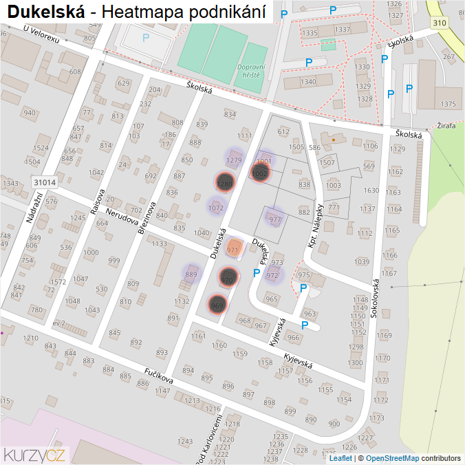 Mapa Dukelská - Firmy v ulici.