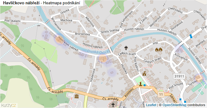 Havlíčkovo nábřeží - mapa podnikání