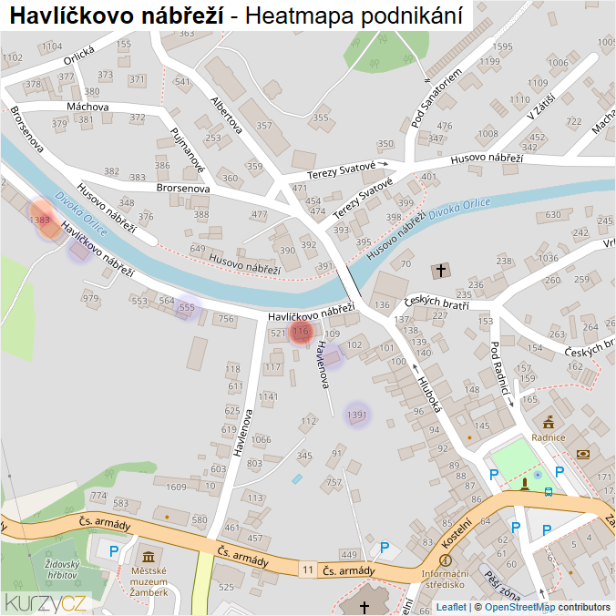 Mapa Havlíčkovo nábřeží - Firmy v ulici.