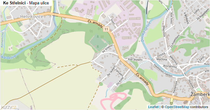 Ke Střelnici - mapa ulice