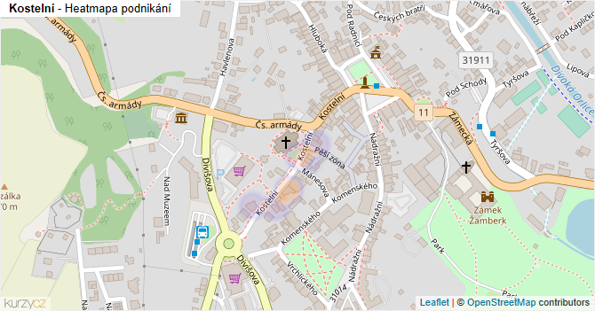 Kostelní - mapa podnikání