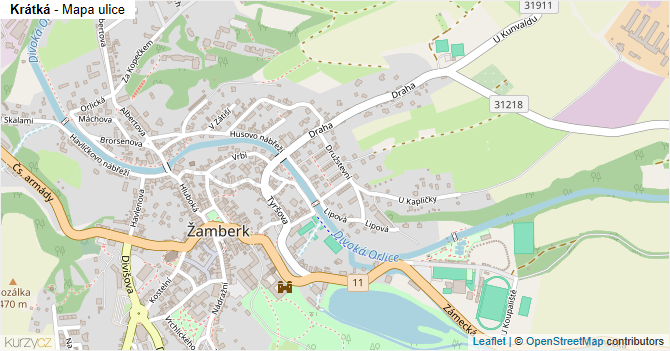 Krátká - mapa ulice