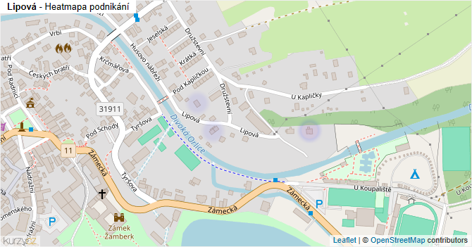 Lipová - mapa podnikání
