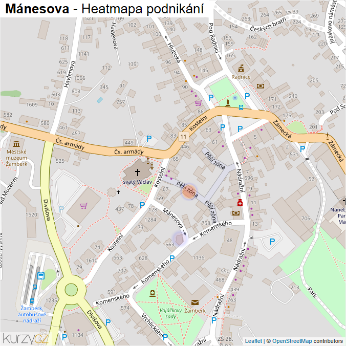 Mapa Mánesova - Firmy v ulici.