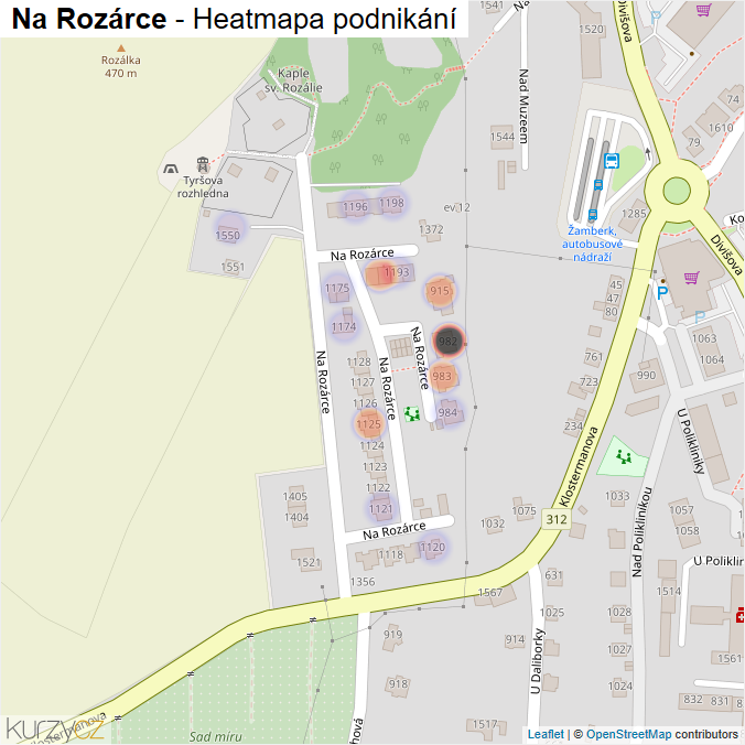 Mapa Na Rozárce - Firmy v ulici.