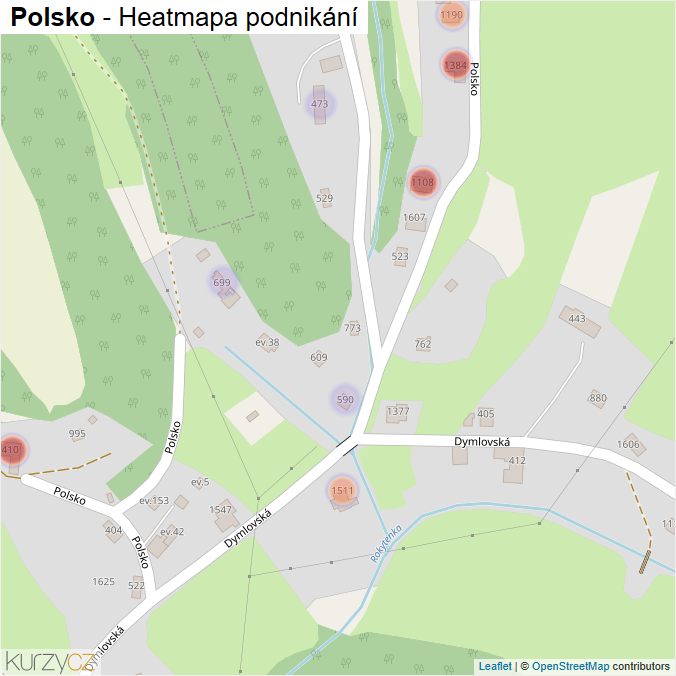 Mapa Polsko - Firmy v ulici.