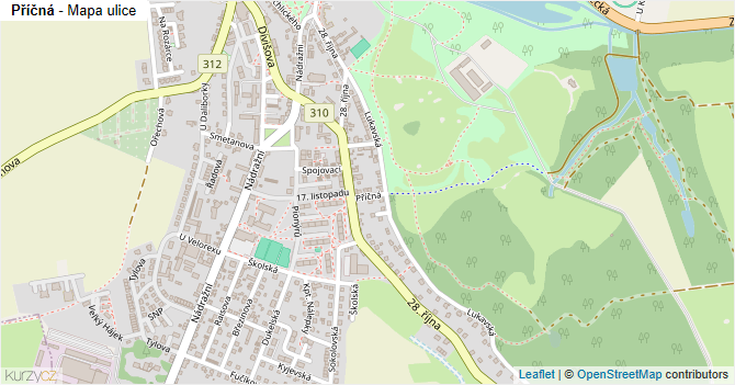 Příčná - mapa ulice