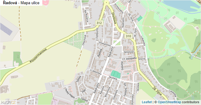 Řadová - mapa ulice