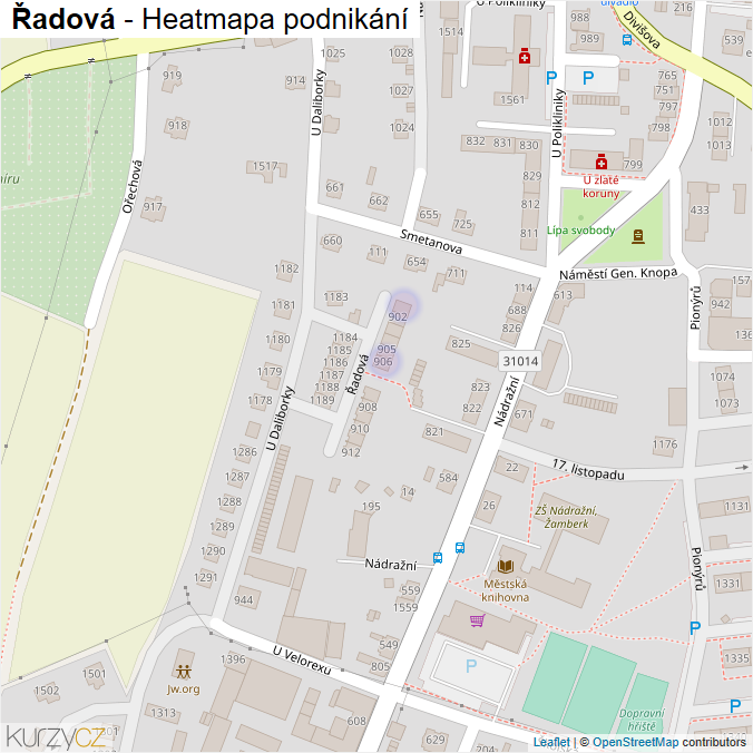 Mapa Řadová - Firmy v ulici.