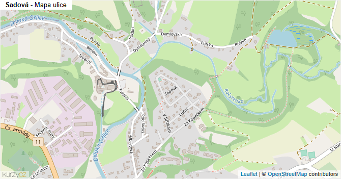 Sadová - mapa ulice
