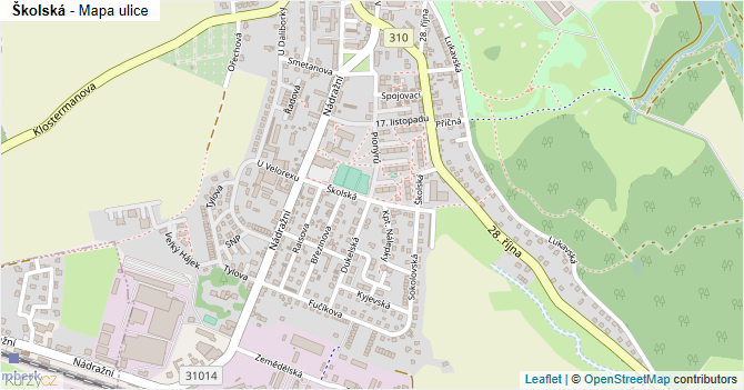 Školská - mapa ulice