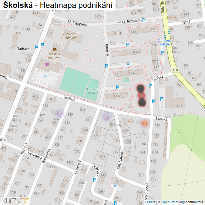 Mapa Školská - Firmy v ulici.