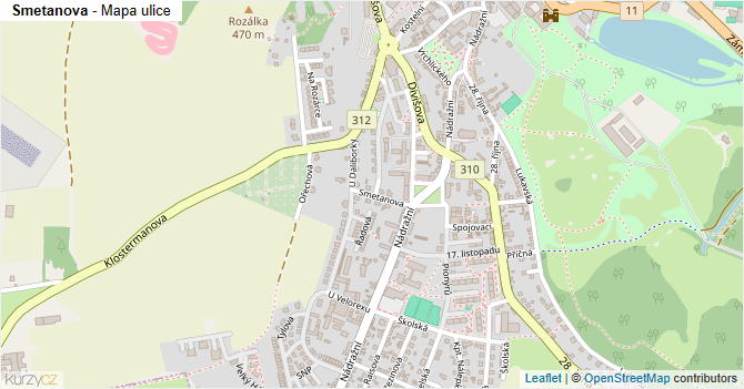 Smetanova - mapa ulice