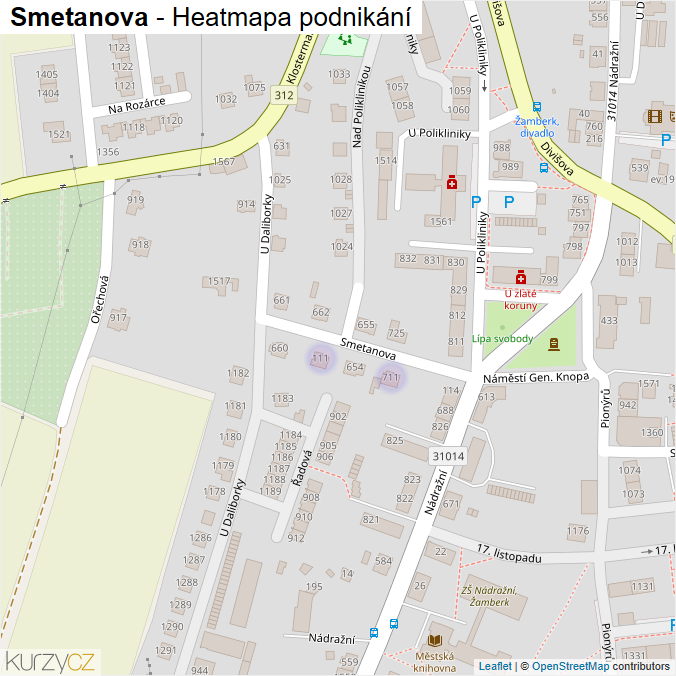 Mapa Smetanova - Firmy v ulici.