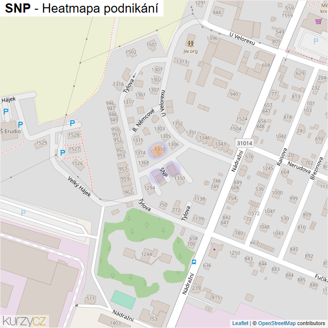 Mapa SNP - Firmy v ulici.