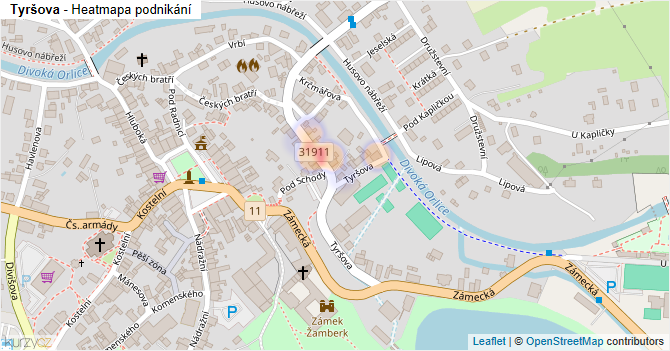 Tyršova - mapa podnikání