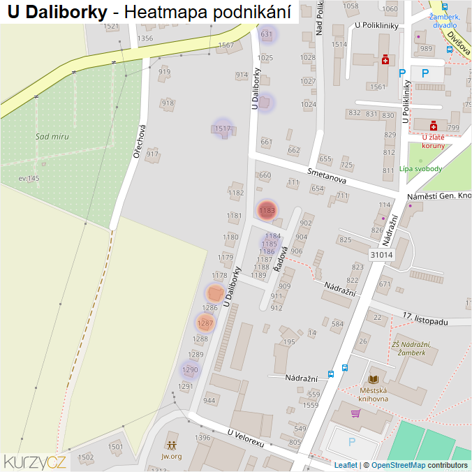 Mapa U Daliborky - Firmy v ulici.