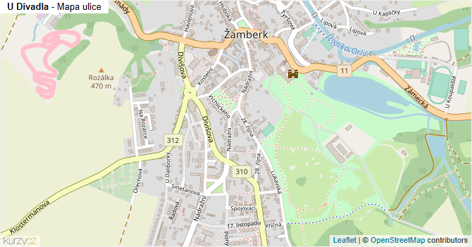 U Divadla - mapa ulice