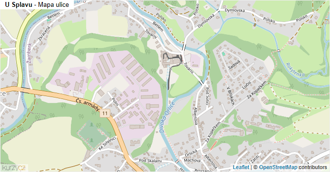 U Splavu - mapa ulice
