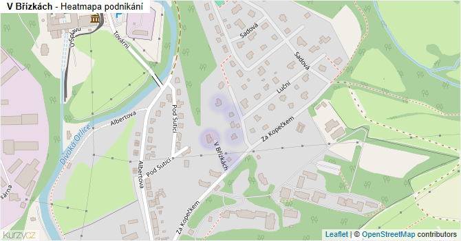 V Břízkách - mapa podnikání