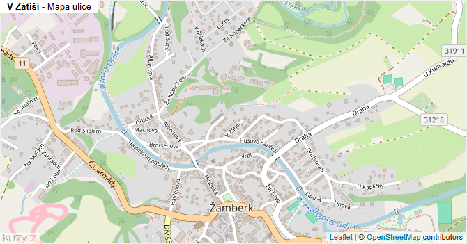 V Zátiší - mapa ulice