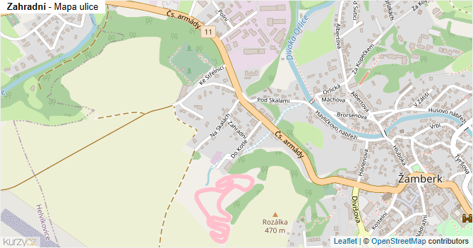 Zahradní - mapa ulice