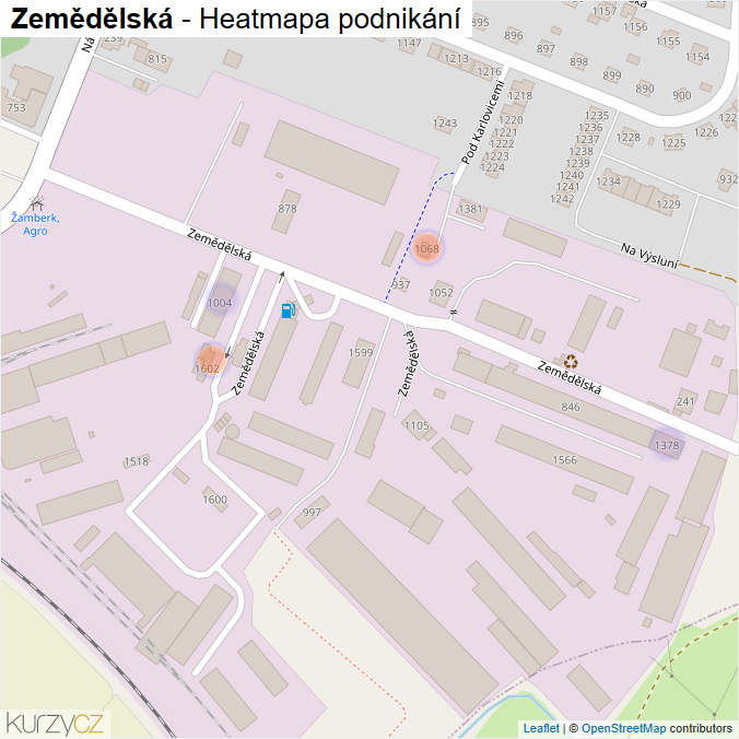 Mapa Zemědělská - Firmy v ulici.