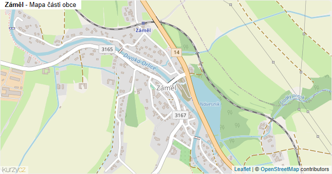 Záměl - mapa části obce