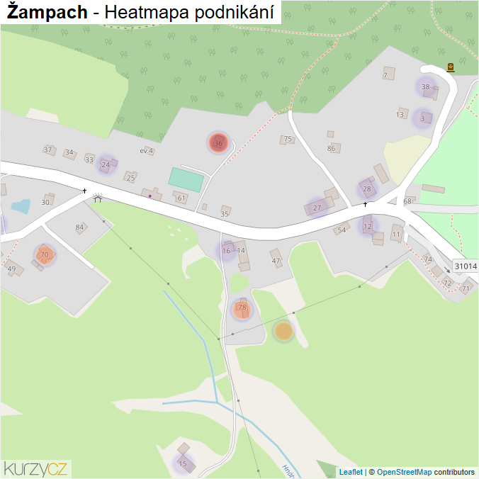 Mapa Žampach - Firmy v části obce.