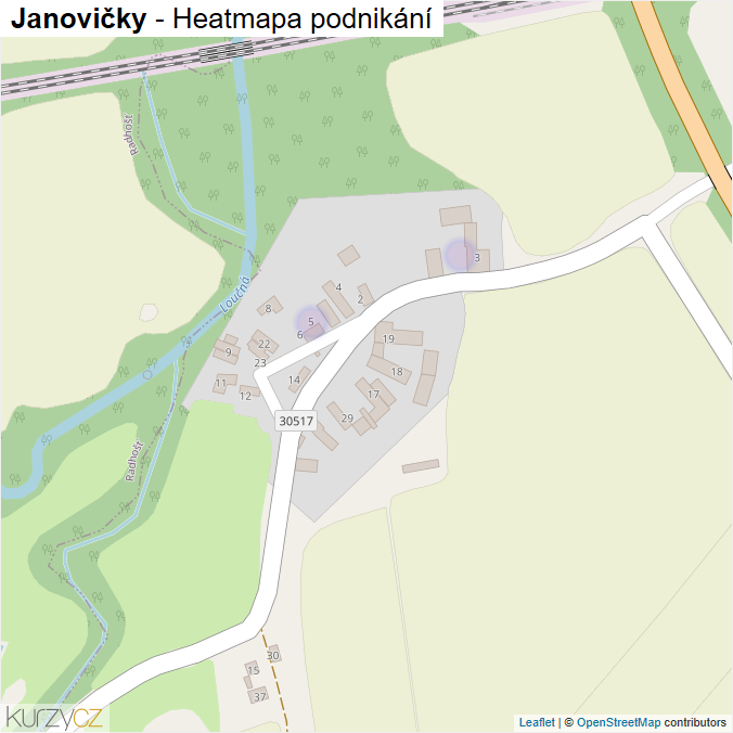 Mapa Janovičky - Firmy v části obce.