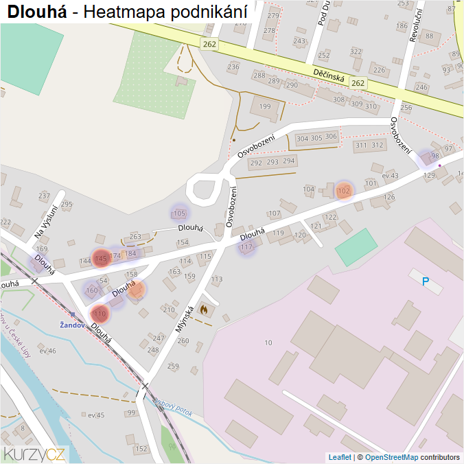 Mapa Dlouhá - Firmy v ulici.