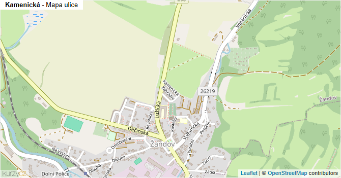 Kamenická - mapa ulice