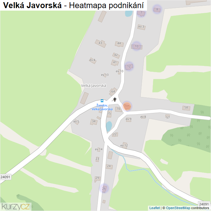 Mapa Velká Javorská - Firmy v části obce.