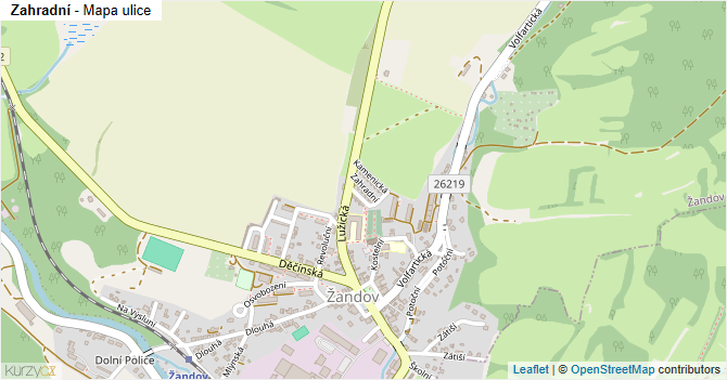 Zahradní - mapa ulice