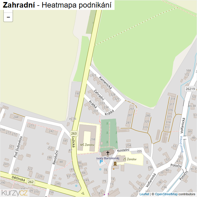 Mapa Zahradní - Firmy v ulici.