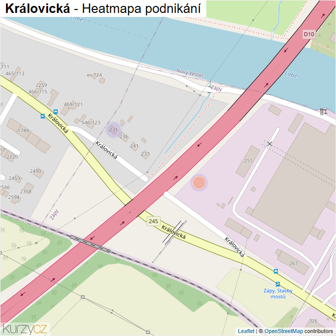 Mapa Královická - Firmy v ulici.