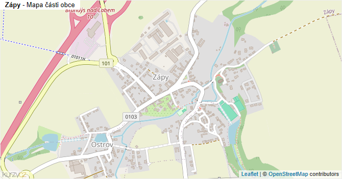 Zápy - mapa části obce