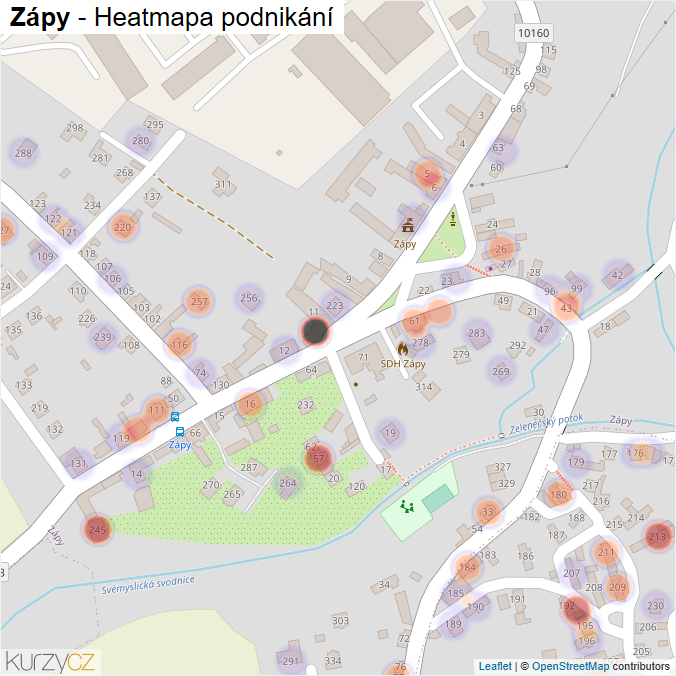 Mapa Zápy - Firmy v části obce.