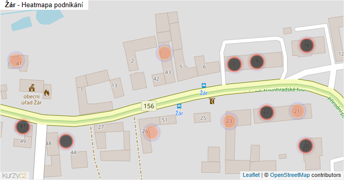Žár - mapa podnikání